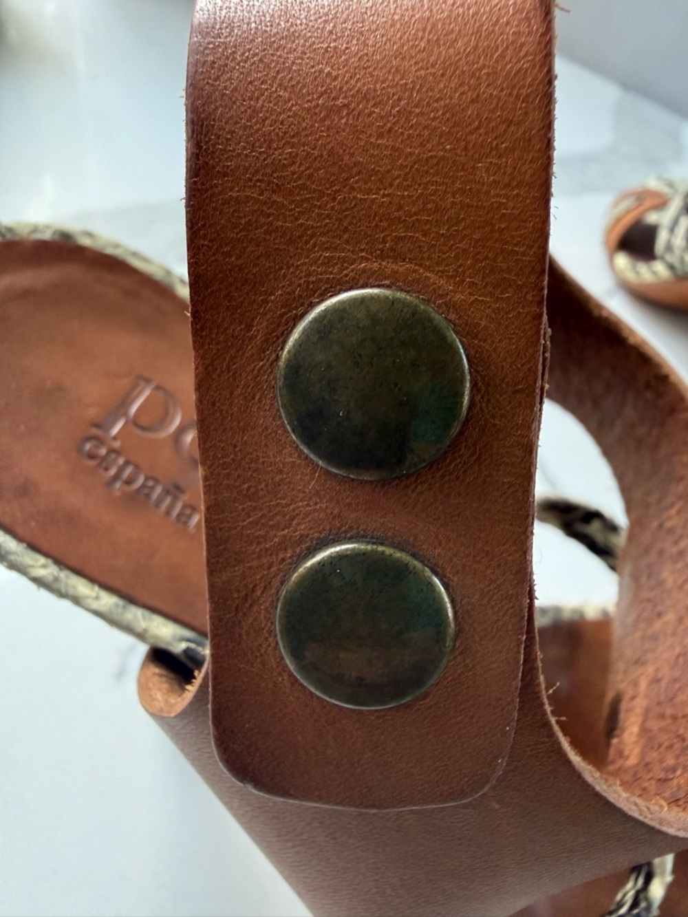 Pedro Garcia Tan Leather Sandals with Snakeskin Accents - Picture 9 of 9